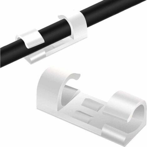 Cable Clips [20 Pcs], Cable Management Clips, Cable Ties, Can be Used to Manage Cables Wires in a Home or Office (White) (1/4)
