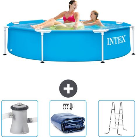 Intex-Schwimmbecken mit rundem Rahmen – 244 x 51 cm – Blau – im Lieferumfang enthalten Accessoire CB83