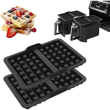 JSSEVN - Set mit 2 Waffeleinsätzen, Silikon-Waffelplatten-Zubehör, kompatibel mit den Heißluftfritteusen Ninja AF300EU, AF400EU, AF451EU (1/5)