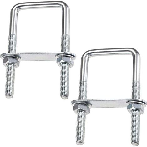 U-Boulons Carr Boulons En U, 70 x 110 mm U-Bolts En Acier Inox, U-Boulon M8 Avec Crou Plaque De Cadre Et Rondelle, M8 Boulon En U Pour Fixation De Planches Et De Tuyaux (70 x 110 mm) (1/5)