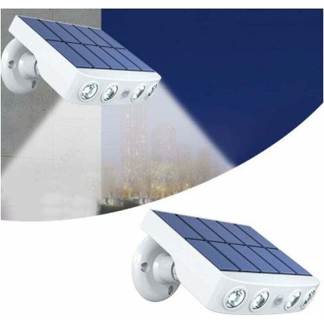 Projecteur Solaire Extérieur avec Détecteur de Mouvement - Étanche - LED pour Jardin, Allée, Rue (Blanc, Lumière Blanche)