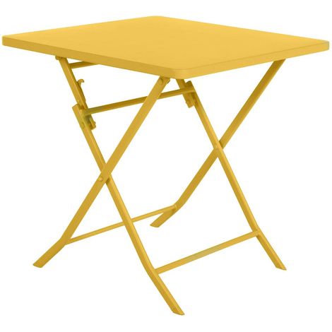 Quadratischer klappbarer Gartentisch Greensboro Senfgelb - 2 Plätze (1/4)