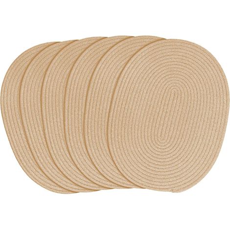 Ovale Platzsets aus gewebter Baumwolle, beige - 6er-Set, hitzebeständiges, gewebtes Seil - waschbar und rutschfest, geeignet für Küchen und Esstische, 30x40 cm.