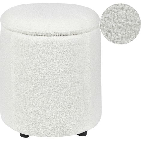Pouf mit Stauraum MARYLAND Bouclé Cremeweiß (1/5)
