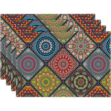 Artoid Mode lot de 4 sets de table bohème vintage géométrique marocain multicolore lavable 30x45 cm. (1/5)