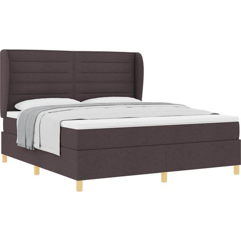 Maison Exclusive - Letto a molle con materasso Marrone Scuro 200 x 180 cm Tessuto (1/5)