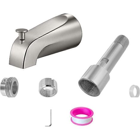 Ensemble de 1 bec de baignoire en nickel étiré avec répartiteur, bec de baignoire entièrement métallique, compatible avec les tuyaux en cuivre de 1/2 pouce. (1/5)