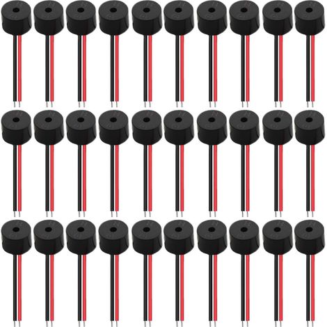 30 Buzzer, Câble 5cm, ABS Métal, 85dB, Pour Alarme Jouet Électronique