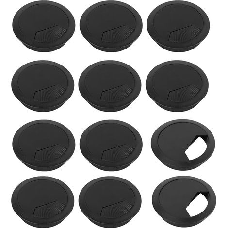Lntyq 12 STÜCKE Kabel Durch Tisch, 60mm Kabel Durch, Kunststoff Tisch Kabel Durch Schwarz Kabel Durch Tisch (1/5)