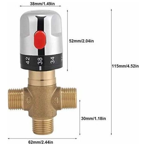 15-mm-Thermostat-Mischbatterie aus Messing, Festtemperaturarmatur für Küchen- und Badezimmerwaschbecken, G1/2, 35–45 °C (1/4)