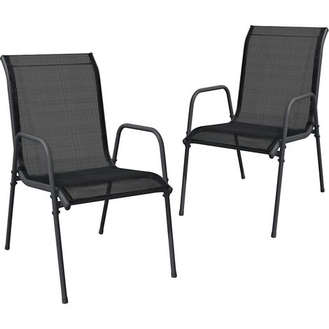 Maison Exclusive - Gartenstühle 2 Stk. Stahl und Textilene Schwar