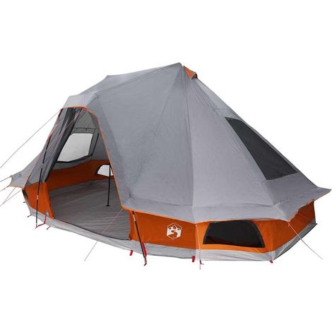 vidaXL Carpa Tipi 6 persona Gris y naranja tafetán (1/2)