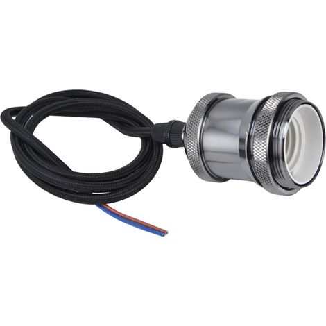 Suspension luminaire rétro, douille en aluminium E27 filetée avec câble, pour plafonnier LED (sans ampoule) (100-240V) Noir perlé (1/5)