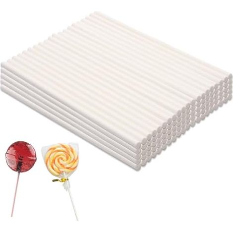 SWEETLY DOES IT Bâtonnets en Plastique pour Sucettes et Cake Pops, 15 cm, Blanc, Lot de 100