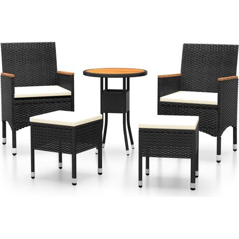 Maison Exclusive - 5-tlg. Garten-Lounge-Set Poly Rattan Schwarz