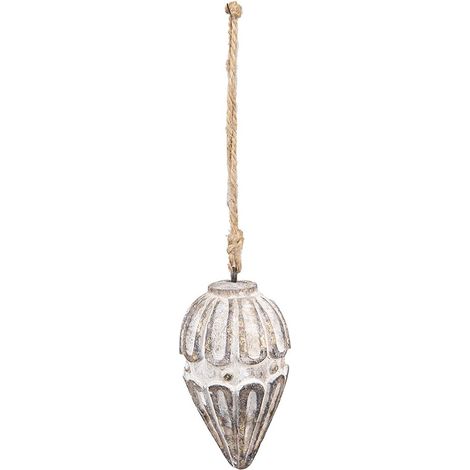 Suspension de Noël en Bois Décoration à Suspendre Style Rural Beige Marron 6x11 cm - PANGIVO