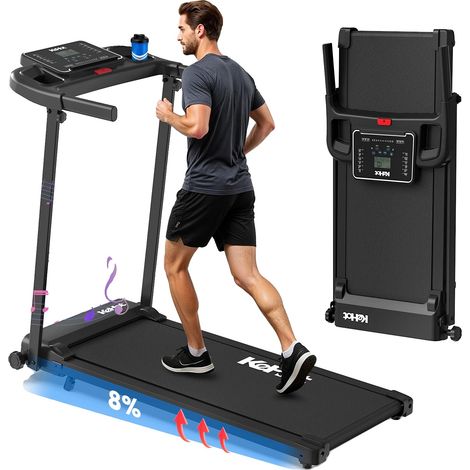 Cinta de correr, motor de 2,0 CV, 8 niveles de inclinación, longitud de la cinta de 80 a 120 cm, compatible con Bluetooth, pantalla LED. (1/5)