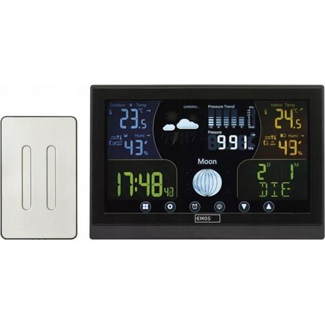 Emos E6018 Wetterstation schwarz mit farbigem LCD-Display