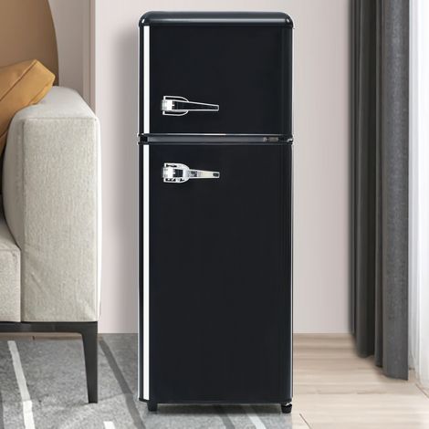 Frigo retrò. Combinazione frigo-congelatore, altezza 105,5 cm, larghezza 41 cm, due porte, volume totale 92 litri, con volume congelatore 28 litri, 181 kWh/anno, -27°C 13°C, luce LED. OKWISH (1/5)