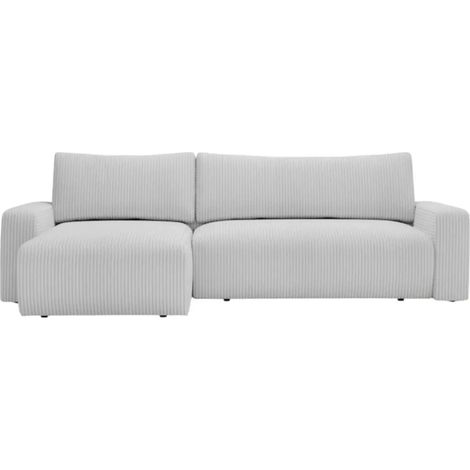 LUCIE - Canapé d'angle velours cotelé 4 places - Gris Clair