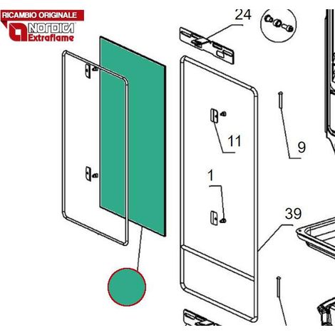 LA NORDICA - 7129300 - Vetro ricambio 4x232x415 mm GHISA CANDY