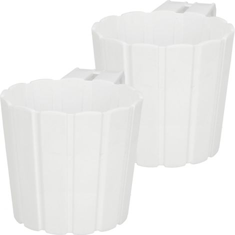 Vaso da fiori da balcone da appendere alla balaustra, bianco, 15 cm, set da 2
