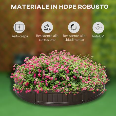 Hochbeet-Set, runder Pflanzkasten aus HDPE für die oberirdische Aufstellung, zum Selbstaufbau für Blumen, Kräuter und Gemüse im Garten, Ø 123 x 21 cm