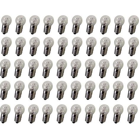 Lot de 50 ampoules E10 2,5V 0,3A – Lumière blanche chaude – Culot à vis – Pour équipements d'inspection et lampes de poche (1/2)