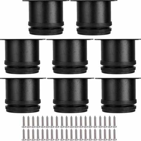 Set mit 8 verstellbaren Möbelfüßen, schwarz, Ø 50 mm/Höhe 50 mm, Edelstahl-Metall-Sofafüße, Couchtischfüße für TV-Ständer, Schränke, Betten, Arbeitsplätze, mit 32 Schrauben