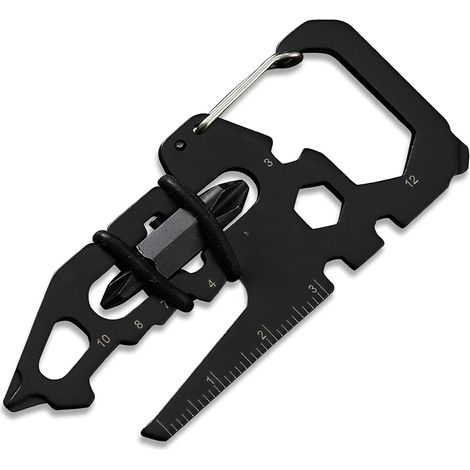 Outil multifonction EDC avec mousqueton et porte-clés, mini ouvre-bouteille multifonction 13 en 1, clé et tournevis pour la randonnée, le camping, les voyages et le vélo, par SkyFox. (1/5)