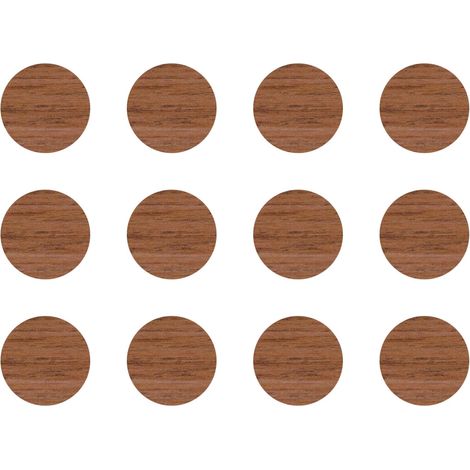 12x Cache vis adhésif autocollant diamètre 40mm protection bouchon trou obturateur meuble table chaise maison, Chêne cognac
