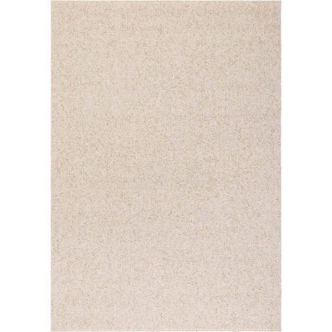 Tapis salon 80 x 150 cm, motif faux uni, beige, texture poils ras, tissé, confort chaleureux et durable, originalité subtile et structure dense