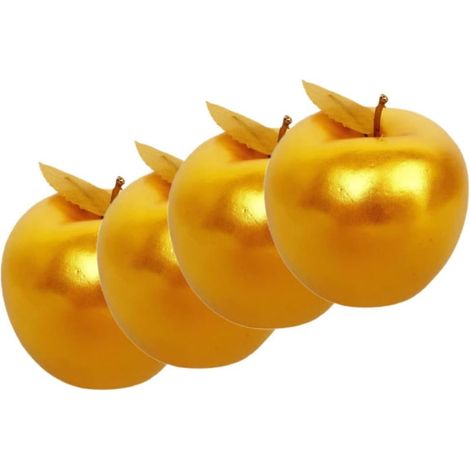 Pommes Décoratives Simulées 4 Pièces en Mousse Dorée Réalistes (1/5)