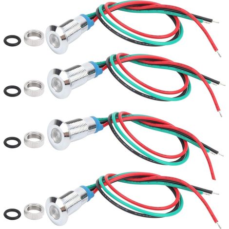 Voyant LED bicolore en métal 2 couleurs étanche 3 à 6 V pour interrupteurs de contrôle d'accès pour modification informatique LED ronde de 8 mm Voyant LED étanche(Red green) (1/5)