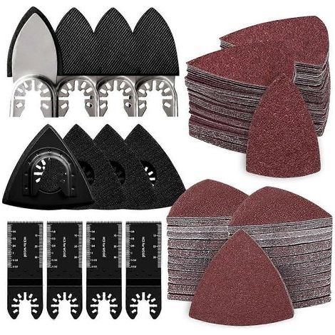 162-teiliges Oszillationswerkzeug-Set: Schleifpads, 4 dreieckige Schleifpads, 4 Fingerschleifpads und 4 Multifunktionsklingen. (1/5)