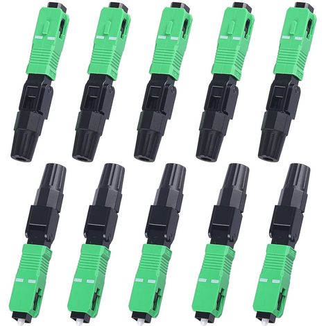 Lot de 10 Connecteur Fibre Optique SC/APC, Corps Métallique, Faible Perte, Réseaux FTTH LAN WAN