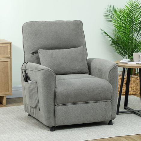 Sillón eléctrico de relajación con masaje y calor, silencioso, reclinable 150°, de chenilla con cojín, función de memoria, 2 mandos a distancia, reposapiés, USB, para salón, gris oscuro. (1/5)