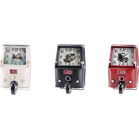 Regalo Italiano Orologio da Tavolo Ape Car Vintage in Metallo 14 x 13 x 24 Cm – Decorazione Retrò 1 Pz