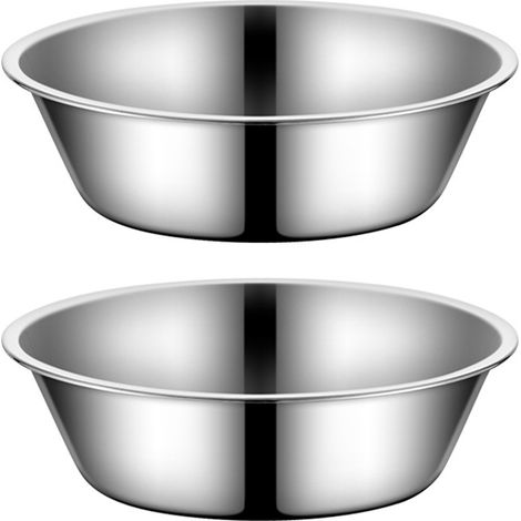 Lot de 2 gamelles pour chat, Acier inoxydable, Bord large, Anti-renversement, Remplacement distributeur (1/5)