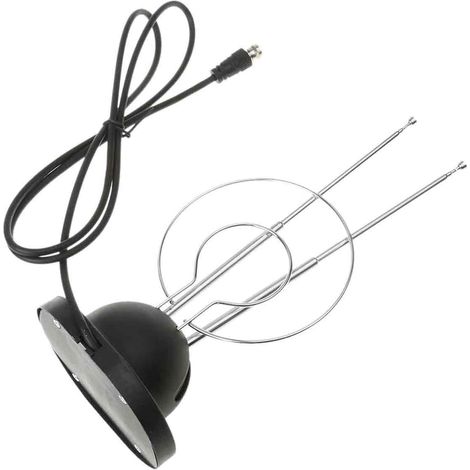 Antena de TV universal para interiores con forma de oreja de conejo para televisores HD compatibles con VHF, doble bucle coaxial.
