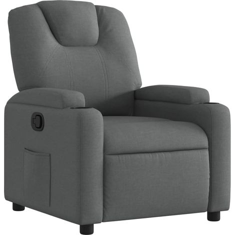 Poltrona relax TV rivestimento confortevole funzione basculante manuale in tessuto grigio scuro DEC027928