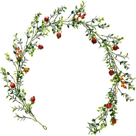 [Guirlande décorative artificielle] Fruiting Vine A09172 [1.9 mètre] Pampres grenade orange pommes mousse plantes aquatiques végétation murale (1/5)