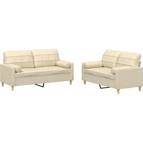 Maison Exclusive - Set Divani 2 pz con Cuscini Crema in Tessuto