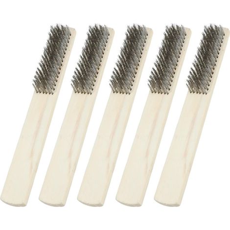 Brosses Métalliques Rouille en Acier Inoxydable Lot de 5 Manche en Bois pour Nettoyage et Finition Lisse des Surfaces Métalliques (1/5)