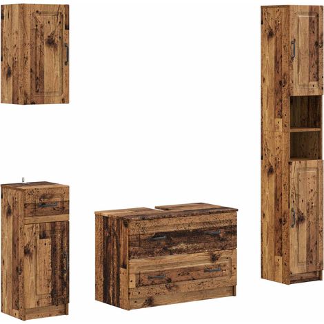 vidaXL Set di Mobili da Bagno da 4 Pezzi UTRECHT Legno antico (1/5)