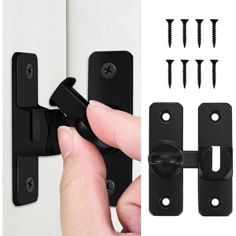 2PCS Verrou de Porte Coulissante Pêne Coulissant 90/180°, Loquet de Porte Coulissante, Pêne Portes Coulissantes, Pêne pour Portes à Charnières, Verrou de Portes pour Jardin, Cuisine, Fenêtres (1/5)