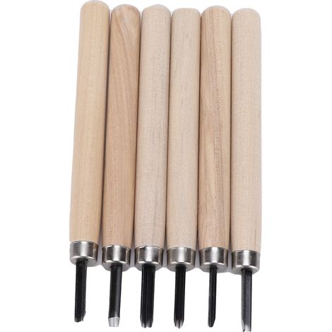 Kit de 6 Couteaux à Bois pour Sculpture, Outils de Taille pour Débutants en Acier et Caoutchouc (1/5)