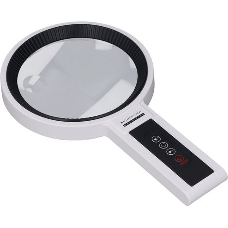 Loupe grossissante éclairée à main pour lecture 2.5X 4.5X 34 LED froid chaud 10 luminosités 5 modes 135mm avec socle (1/5)