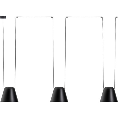 Leds-C4 Attic - Suspension décorative au plafond noir mat 3x E27 / 75cm x 300cm