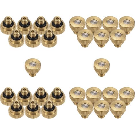 30 Pcs Buse de Brumisation en Laiton, 0.5mm Orifice 10/24 UNC Buses Rechange à Joint Torique pour Système Froid, Atomisation Basse Pression - 0.3mm (1/5)